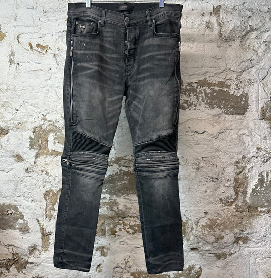 Amiri MX2 Black Patch Grey Denim Jeans Sz 36