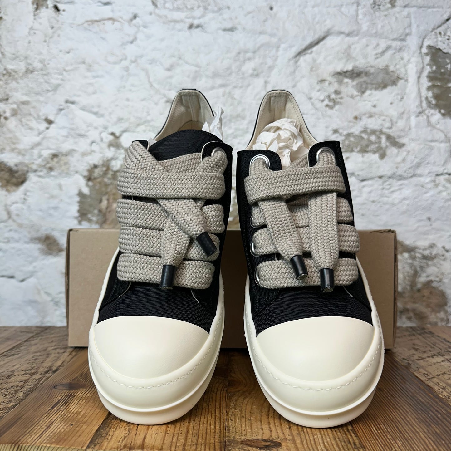 Rick Owens Jumbo Lace Black Nylon Milk Sneaker
