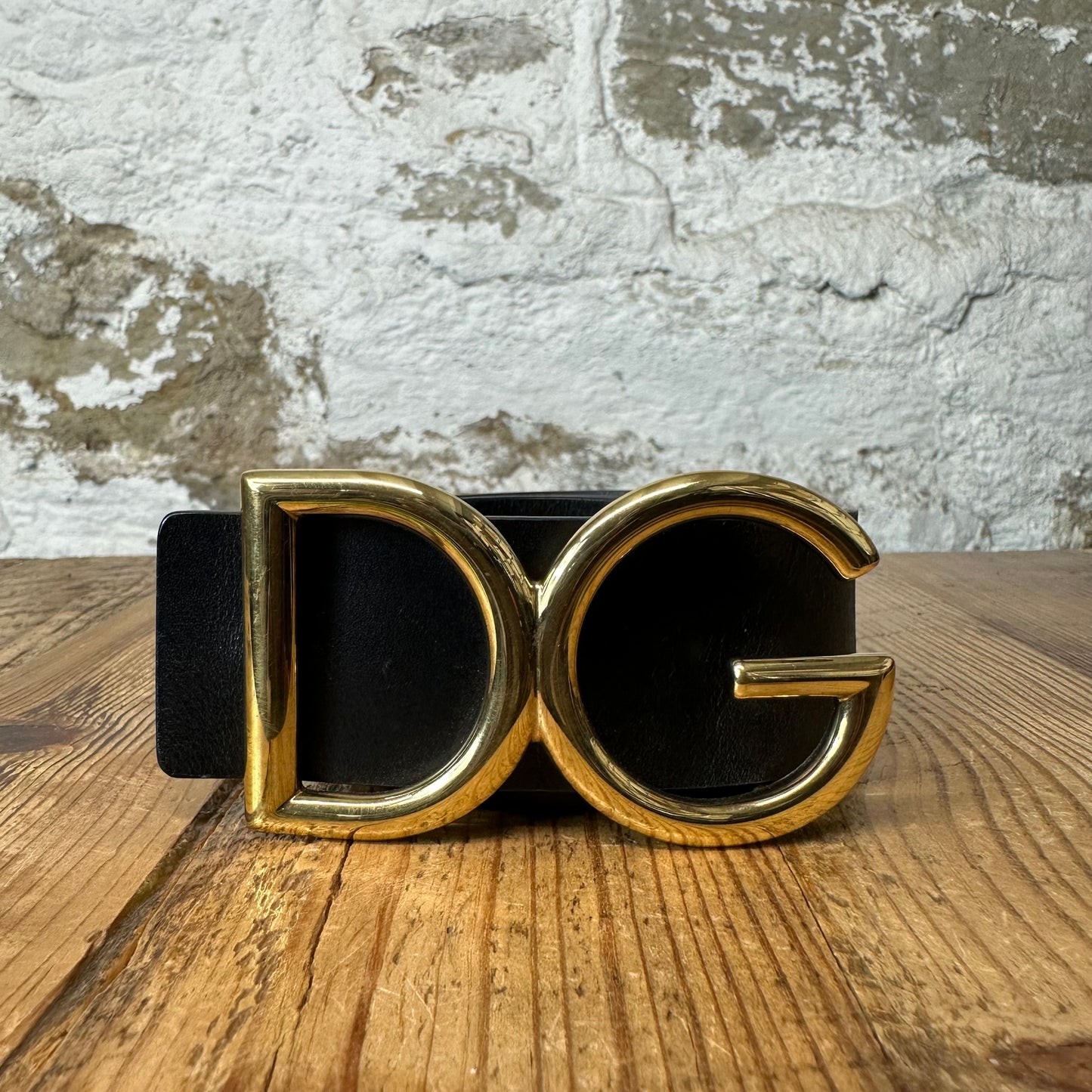 Dolce Gabbana Gold Buckle Black Belt Sz (100/40)