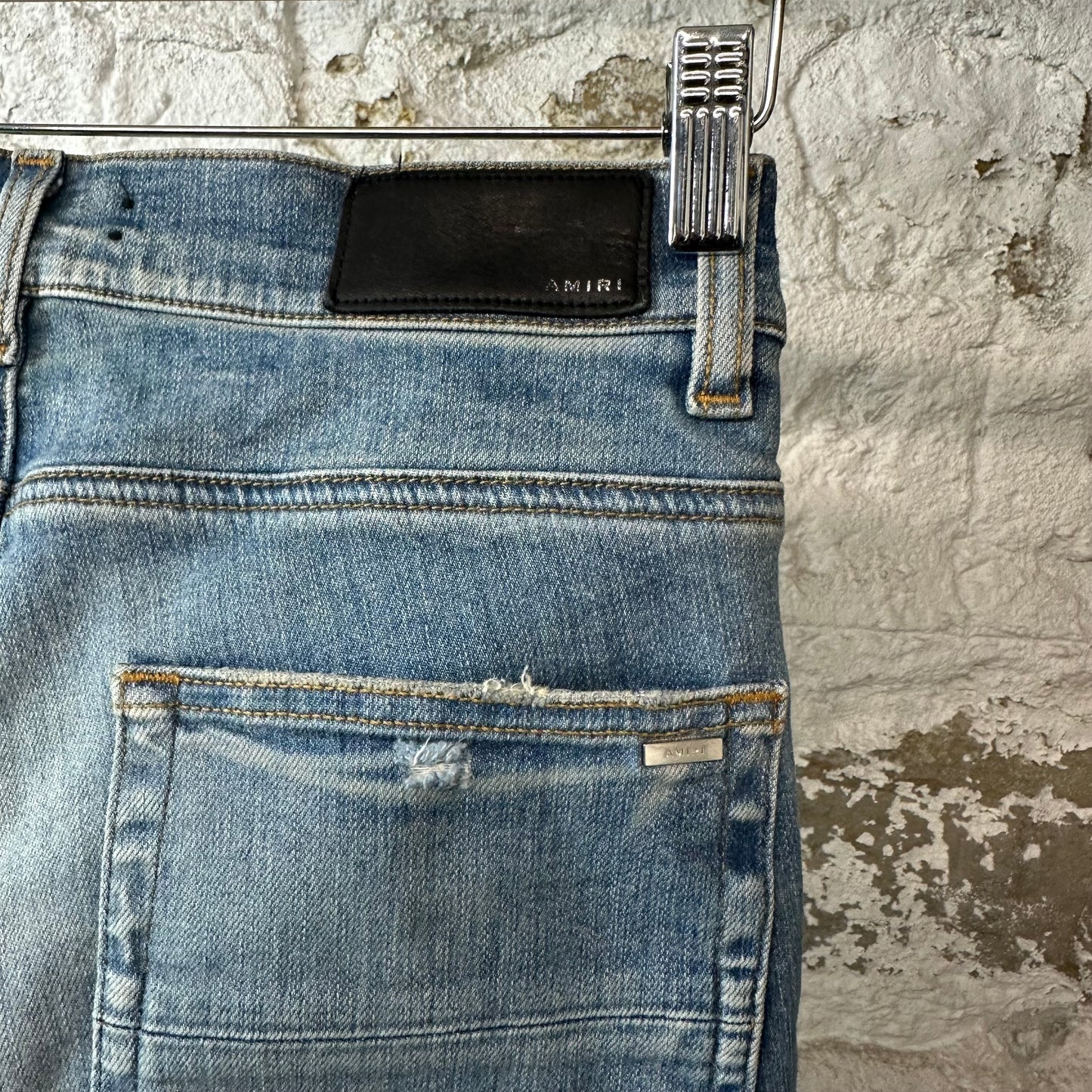Amiri Multicolor Paisley Patch Blue Denim Jeans Sz 28