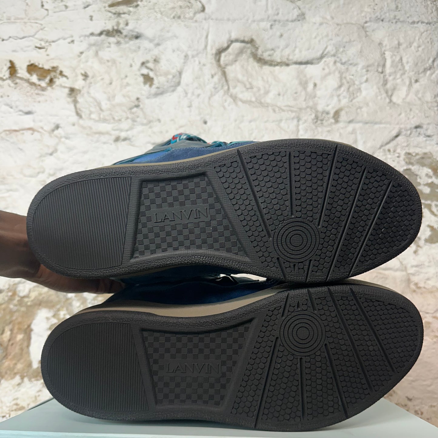 Lanvin Curb Multicolor Lace Navy Sneaker