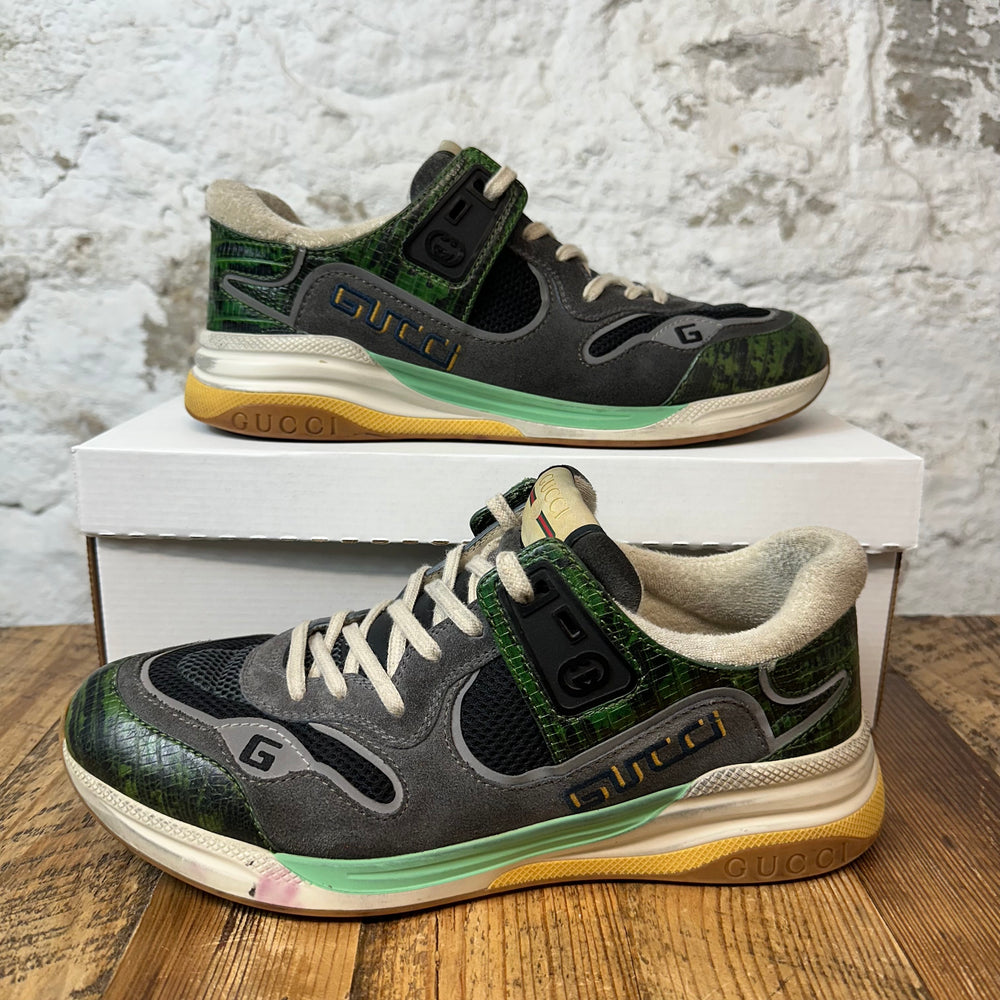 Gucci Ultrapace Green Gray Sneaker Sz 9.5 No Box