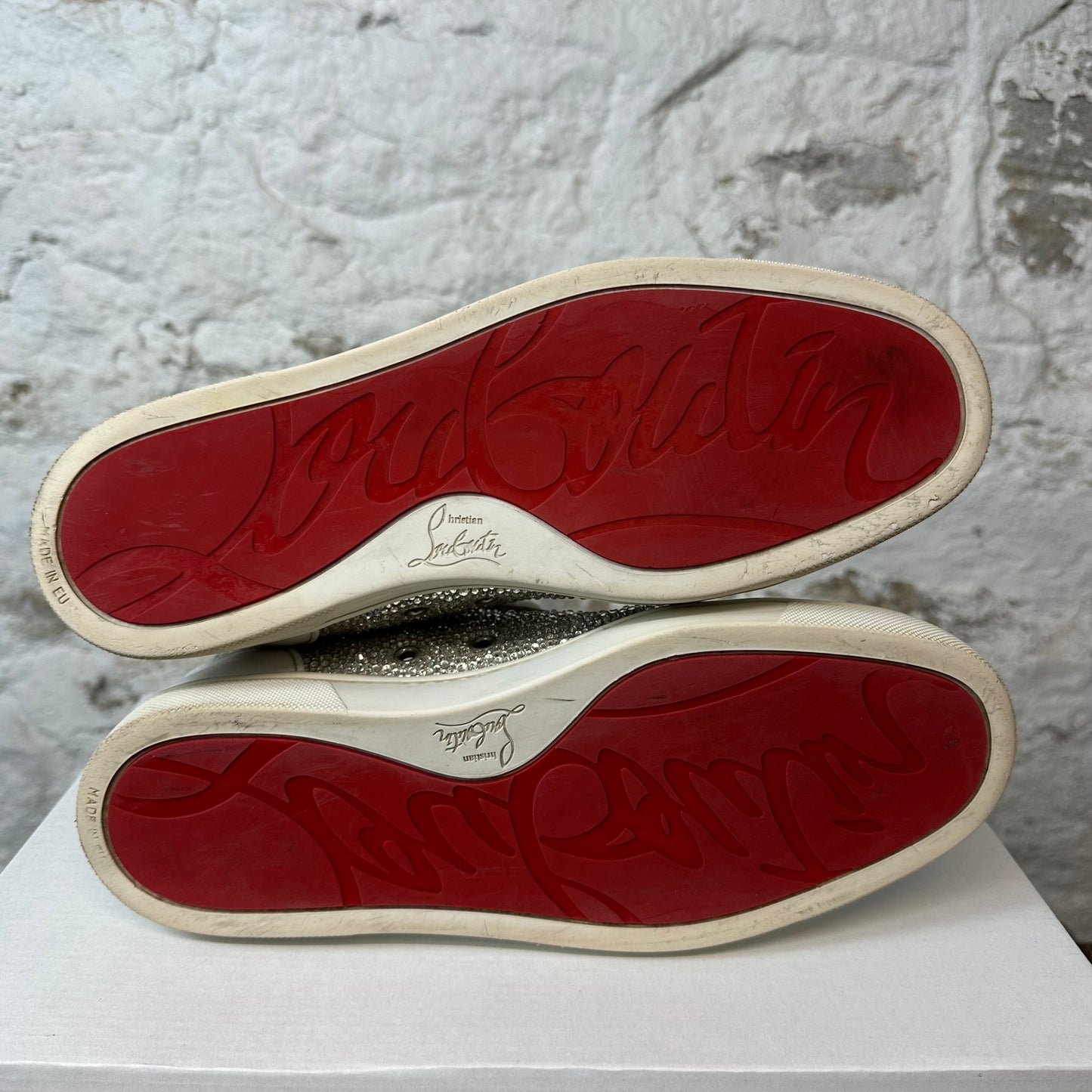 Christian Louboutin White Sparkle High Sneaker Sz 8 (41) No Box