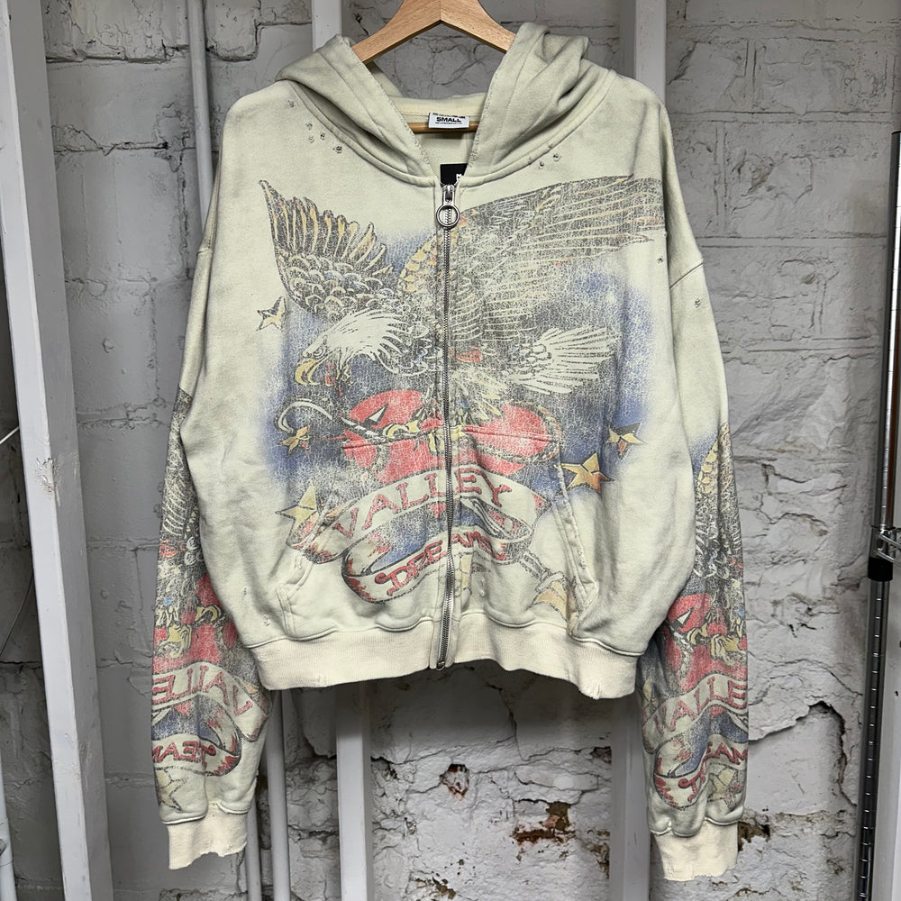 Vale Forever Nostalgia Cream Zip Up Hoodie Sz S