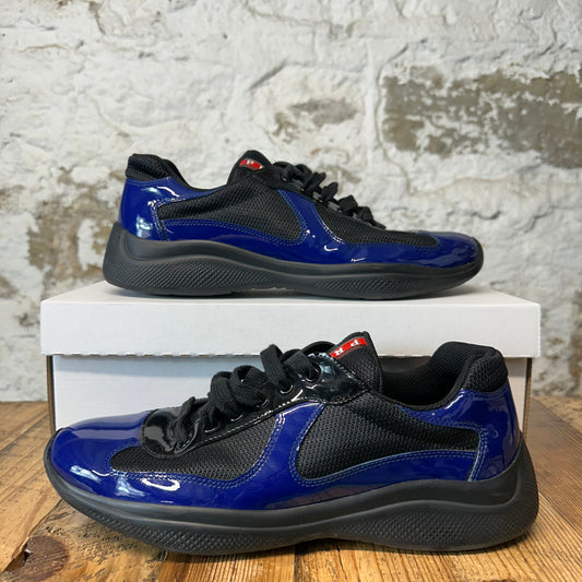 Prada Americas Cup Royal Patent Black Sneaker Sz 9.5