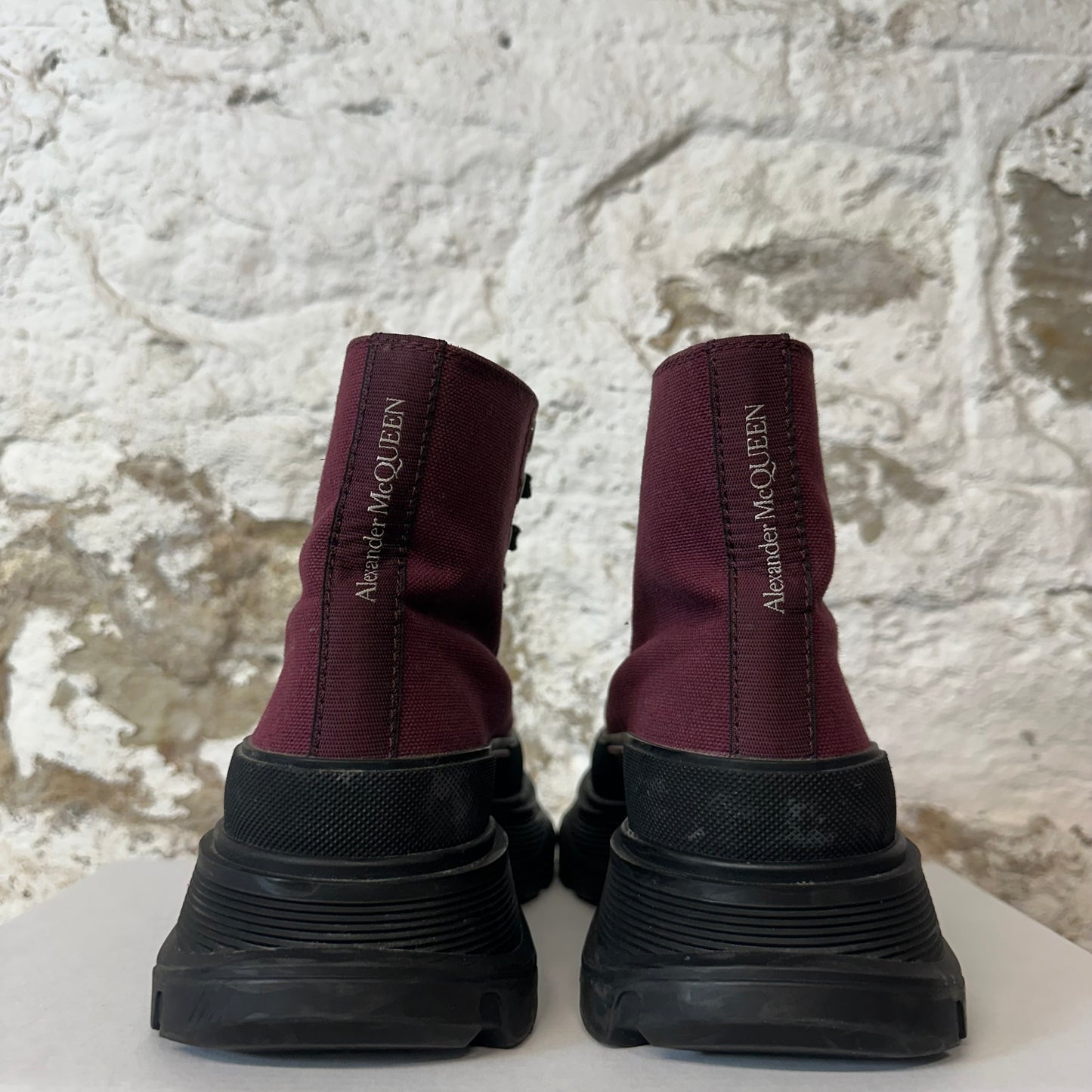 Alexander Mcqueen Maroon Black Tread Boot Sneaker Sz 4.5 (36.5)