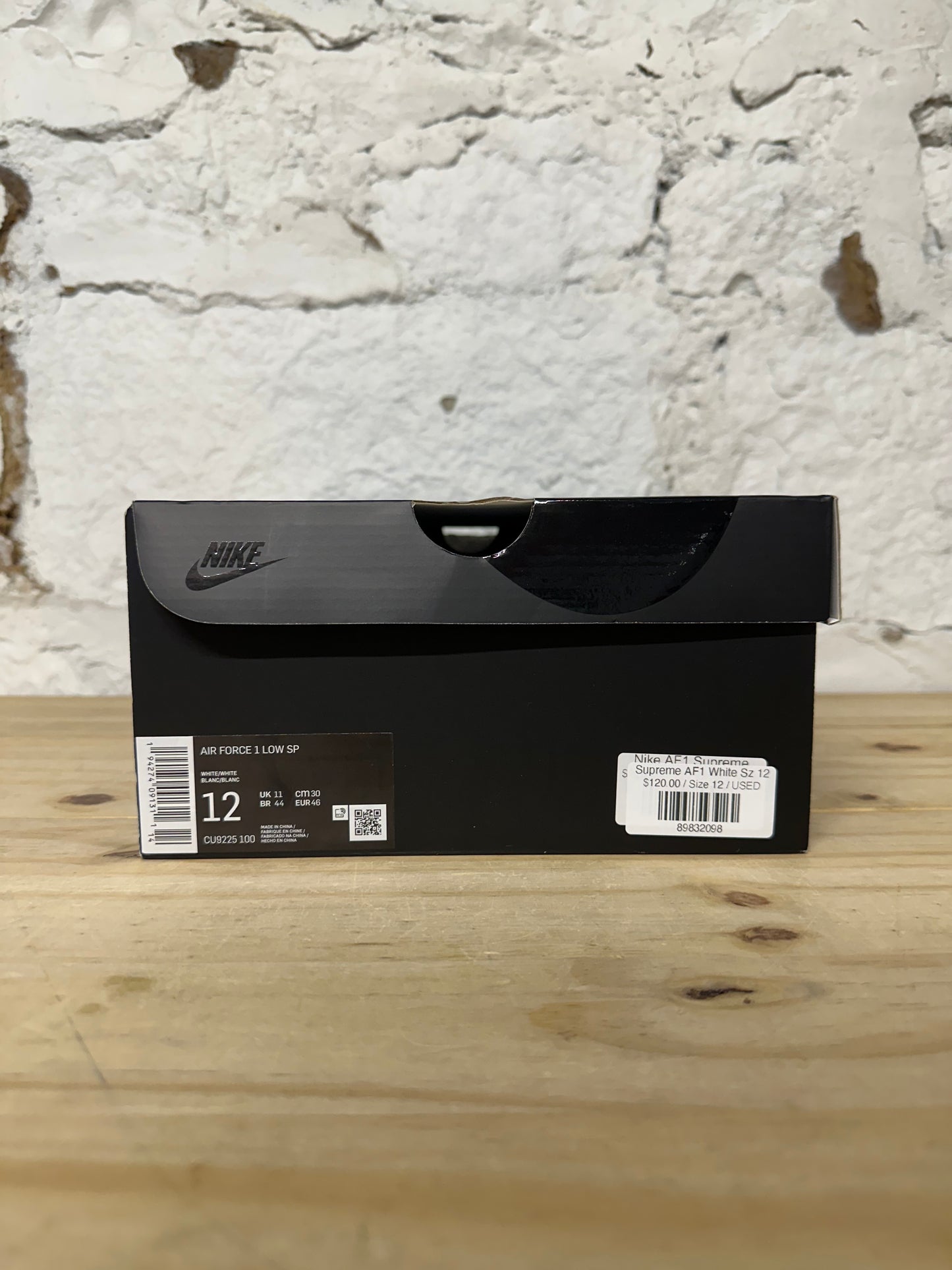 Nike Air Force 1 Low Supreme White Sz 12
