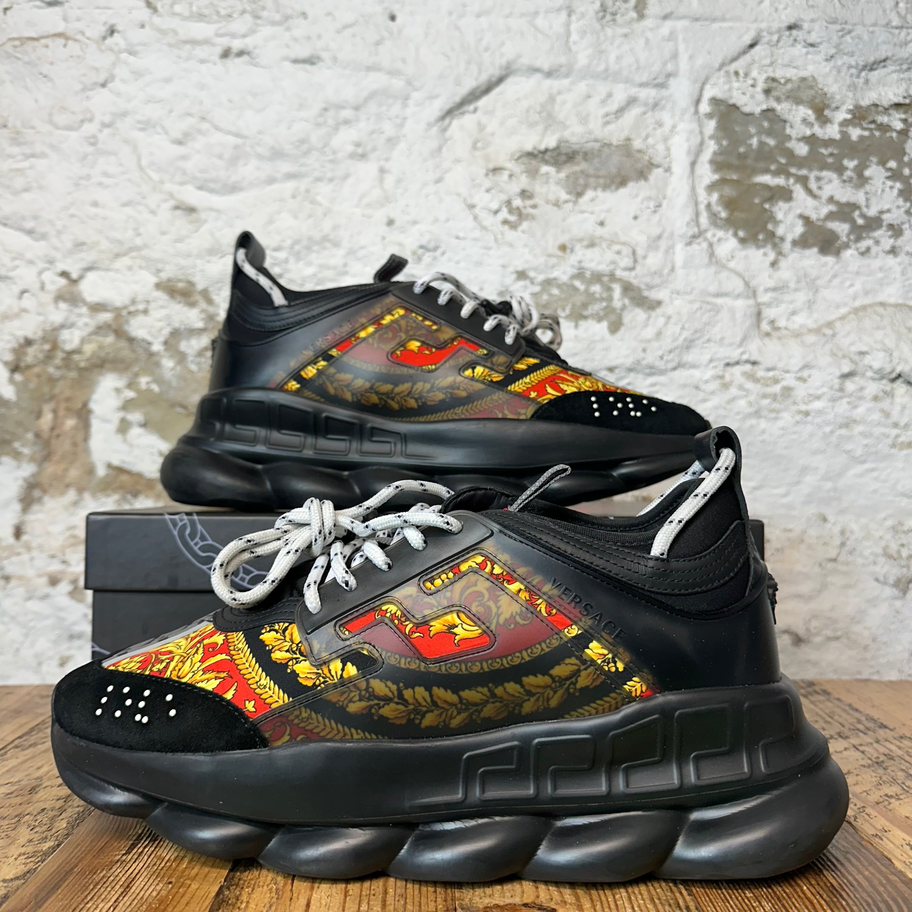 Versace Chain Reaction Black Multicolor Sneaker Sz 13 (46)