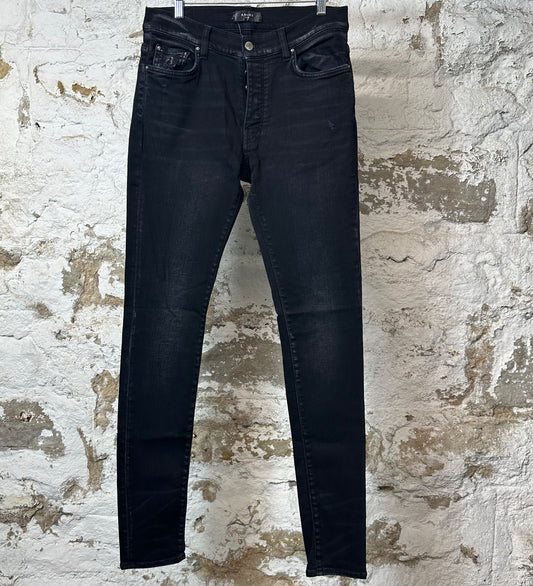 Amiri Plain Black Denim Jeans Sz 31