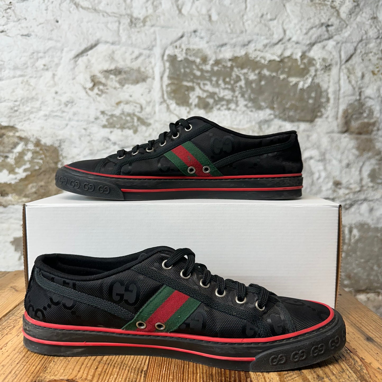 Gucci Tennis 1977 Black GG Monogram Sneaker Sz 9