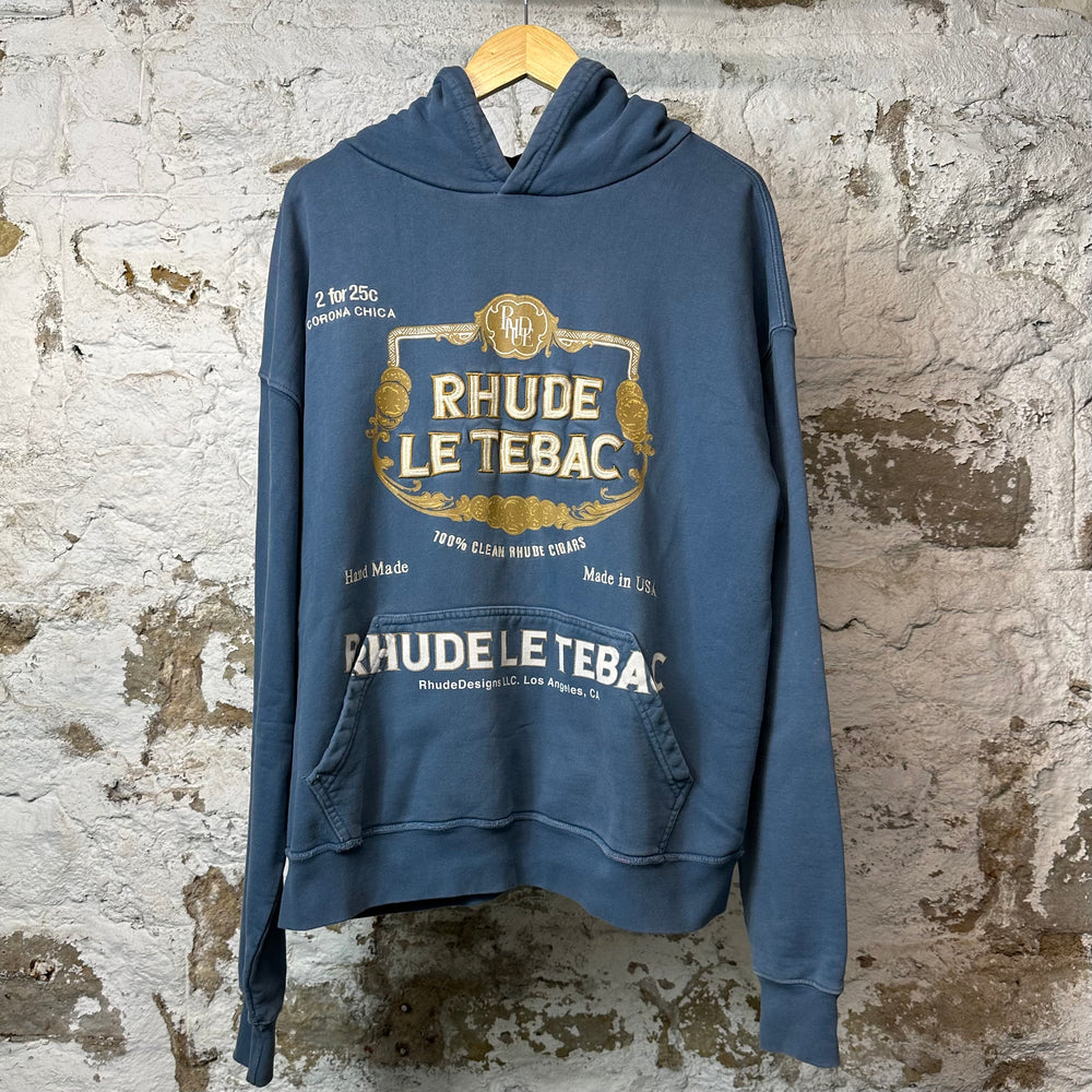 Rhude Le Tebac Hoodie Blue Sz M