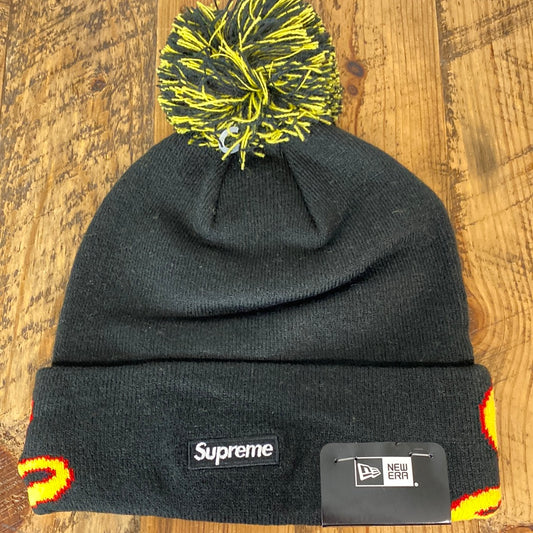 Supreme Yellow Spellout Script Beanie Black DS