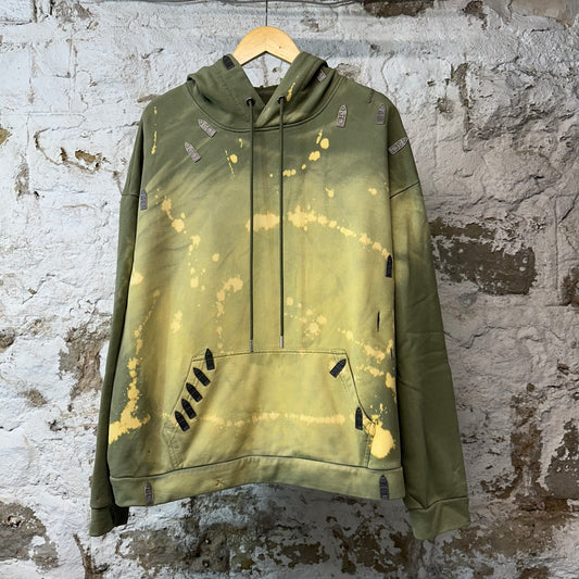 Who Decides War Metal Green Dyed Hoodie Sz L