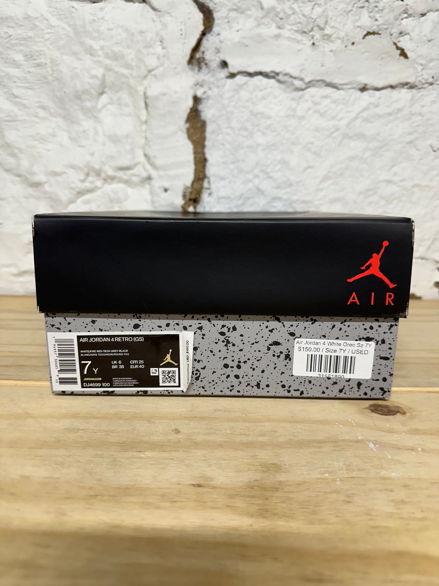 Air Jordan 4 White Oreo Sz 7Y