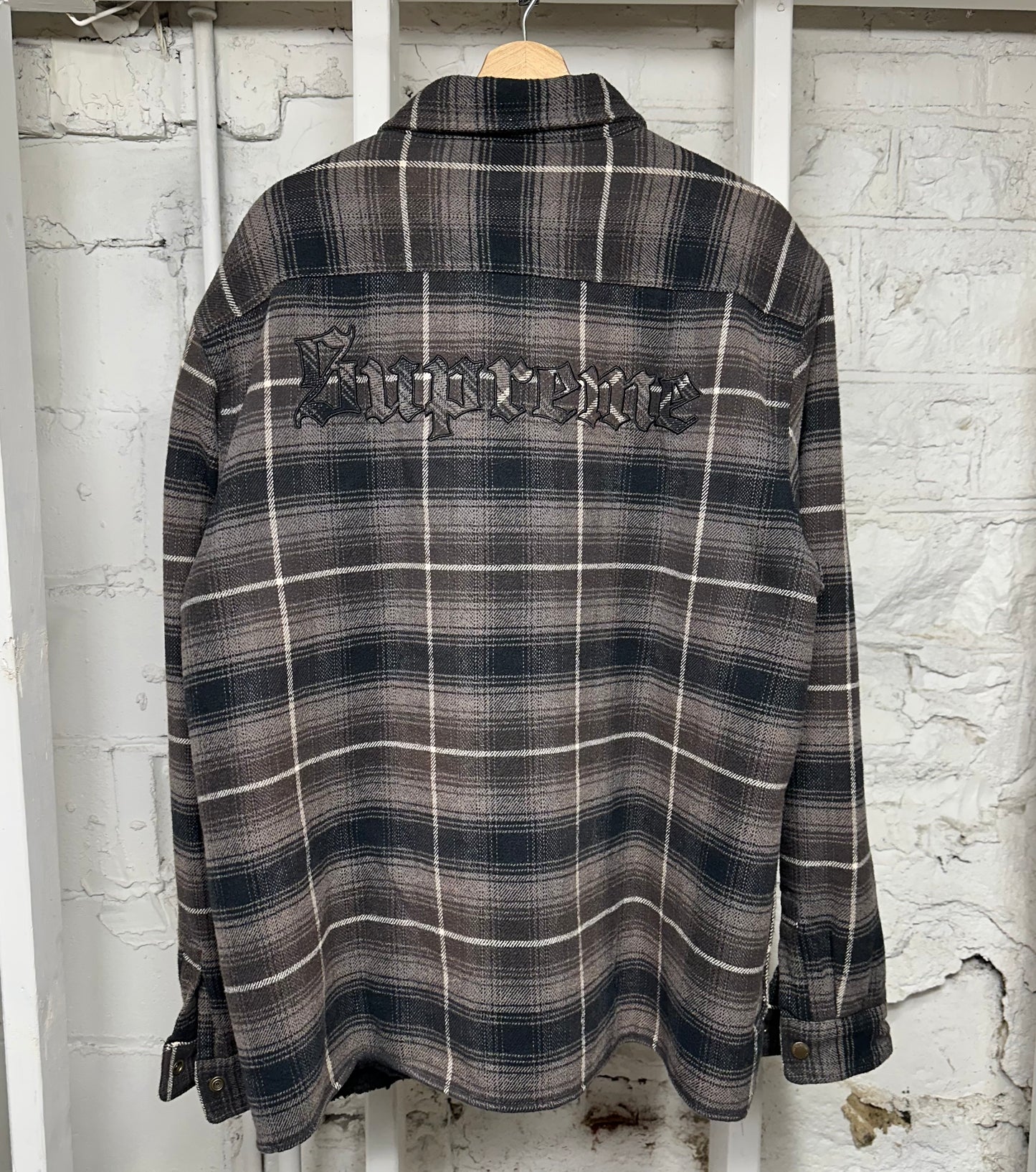 Supreme Plaid Sherpa Button Up Flannel Sz XL