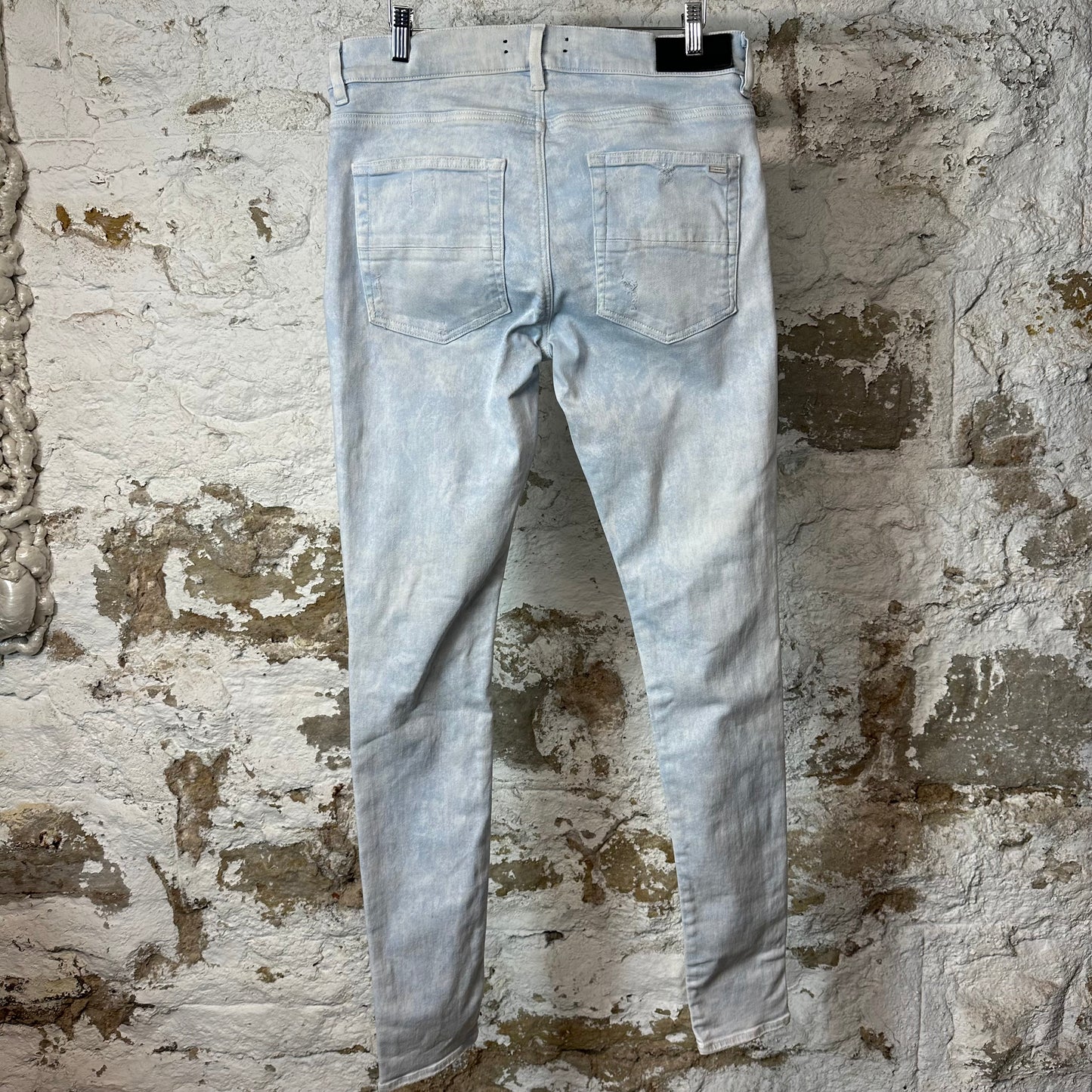Amiri MX1 Blue Leather Mineral Wash Denim Jeans Sz 32