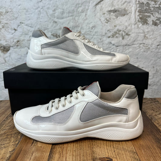 Prada Americas Cup White Patent Sneaker Sz 9.5