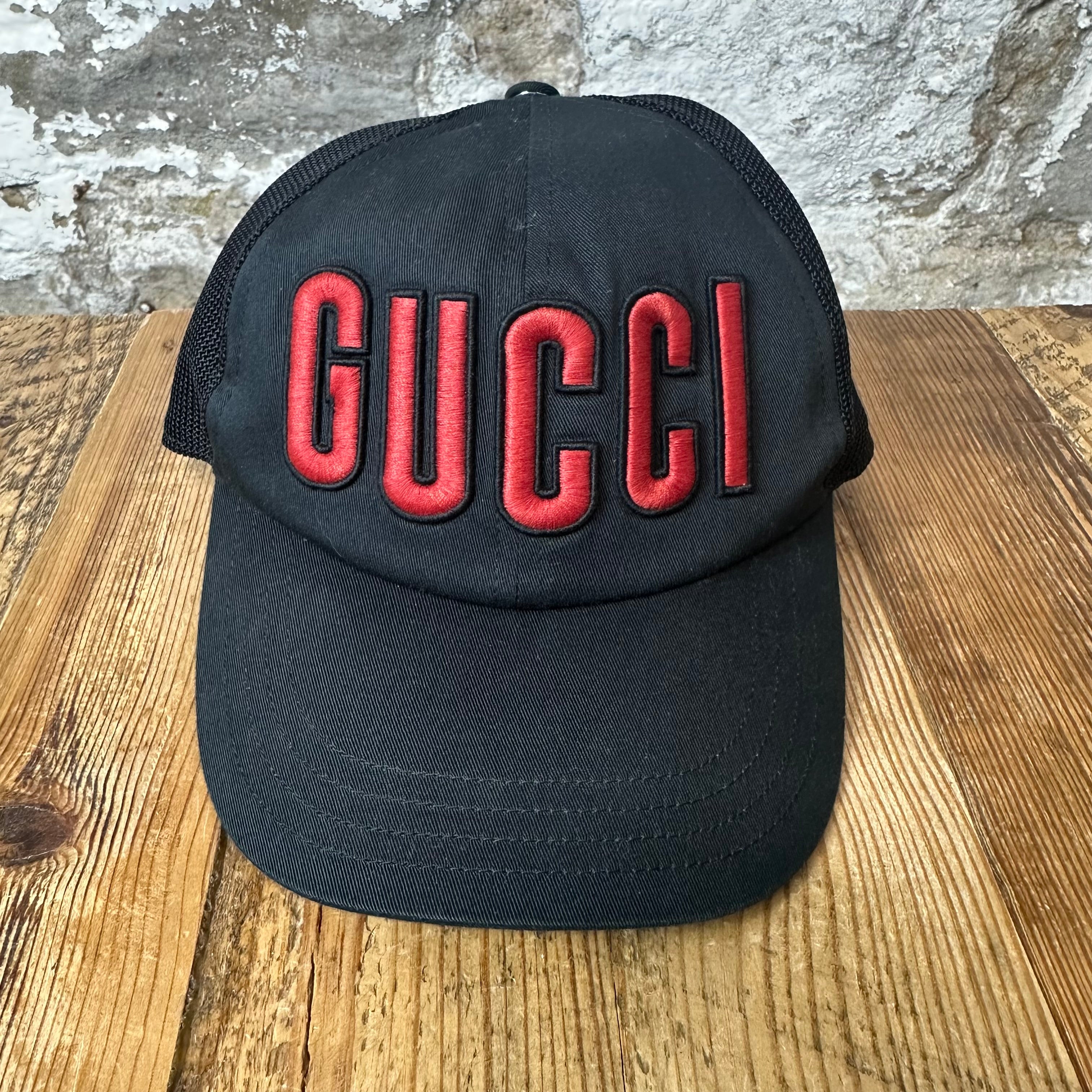 Gucci Embroidered Red Spell Hat Black Sz M
