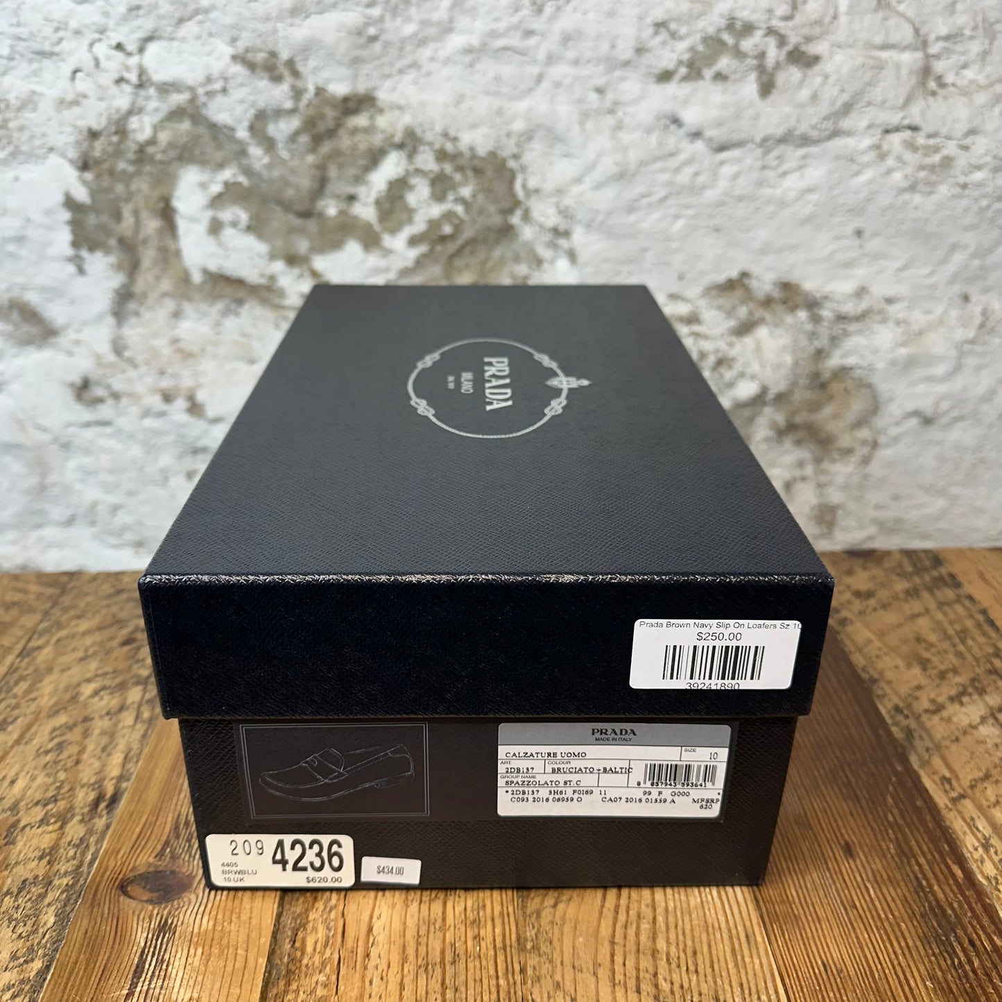 Prada Brown Navy Slip On Loafers Sz 10