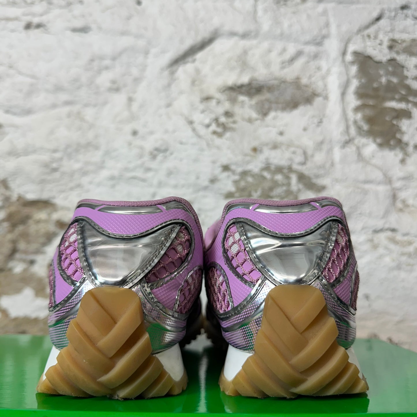 Bottega Veneta Pink Gloss Silver Orbit Sneaker Sz 6.5 (39)