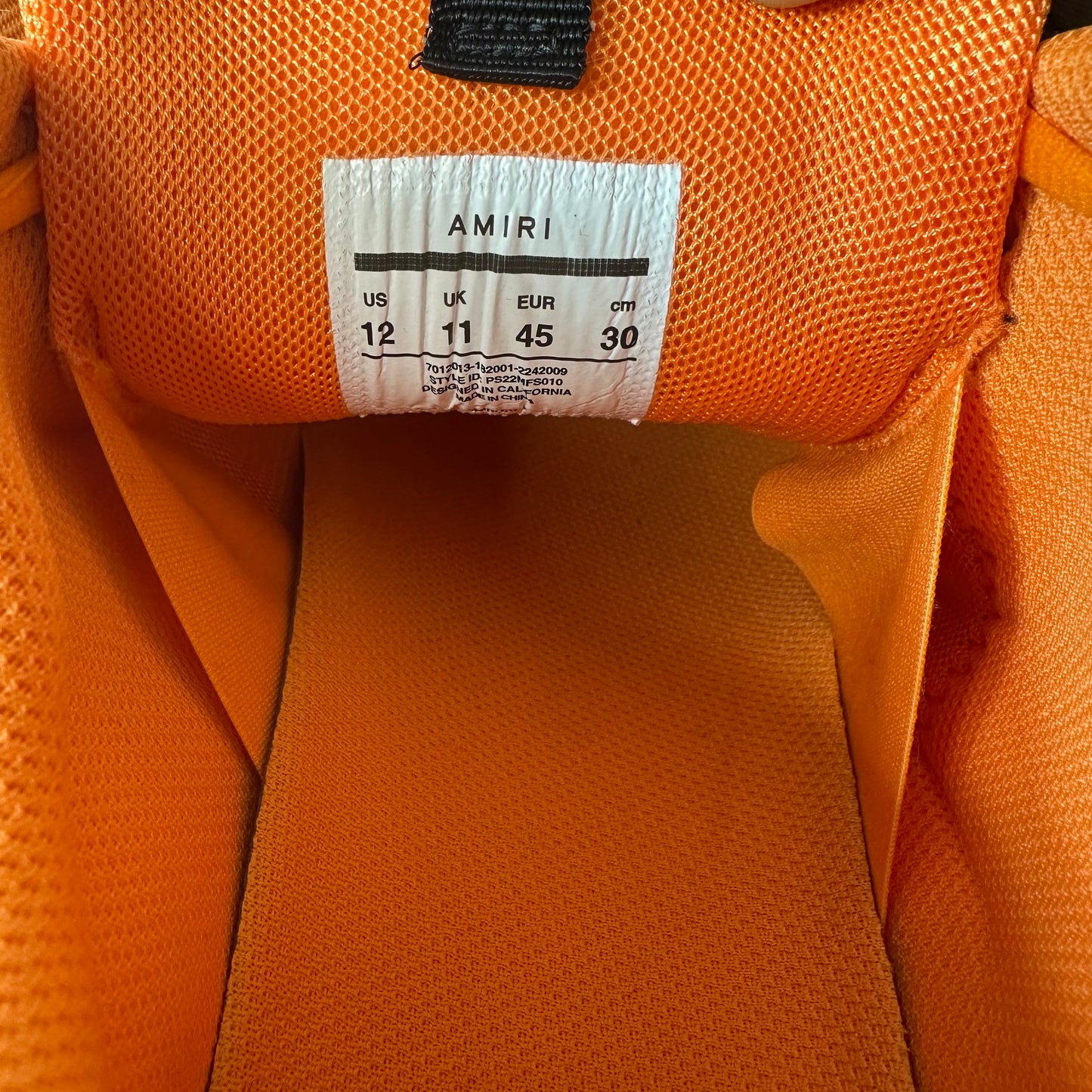 Amiri Orange Bone Runner Sneaker Sz 12 (45) DS