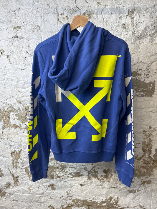 Off-White Yellow Gray Split Hoodie Blue Sz XS