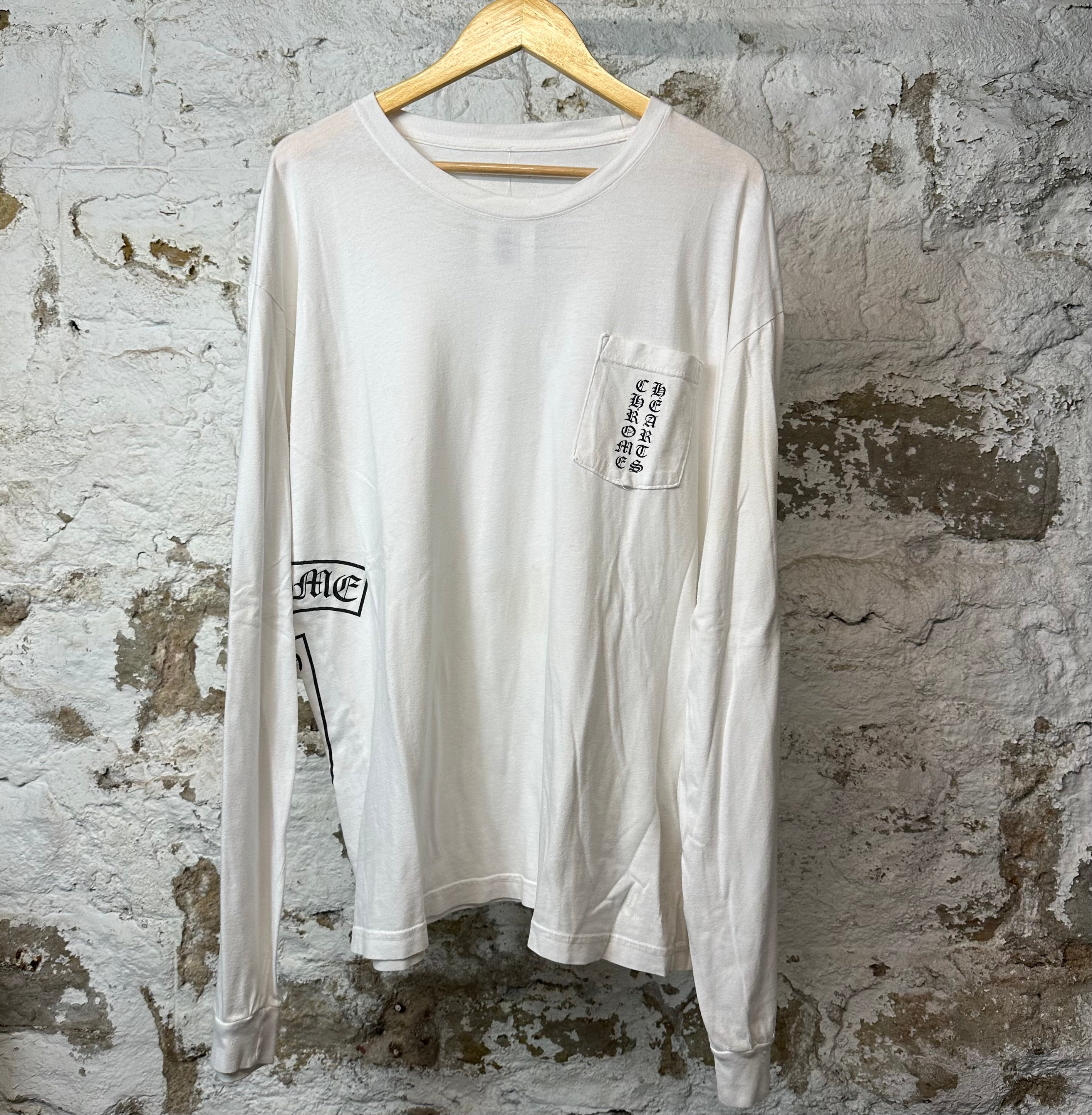 Chrome Hearts Pocket Spell L/s White Sz XXL (Stained)