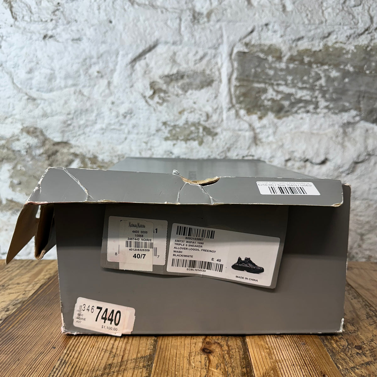Balenciaga Triple S Spellout Black Sneaker Sz 7 (40)