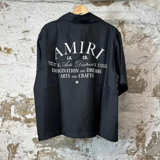 Amiri Arts District Black Silk Button Up Shirt Sz L
