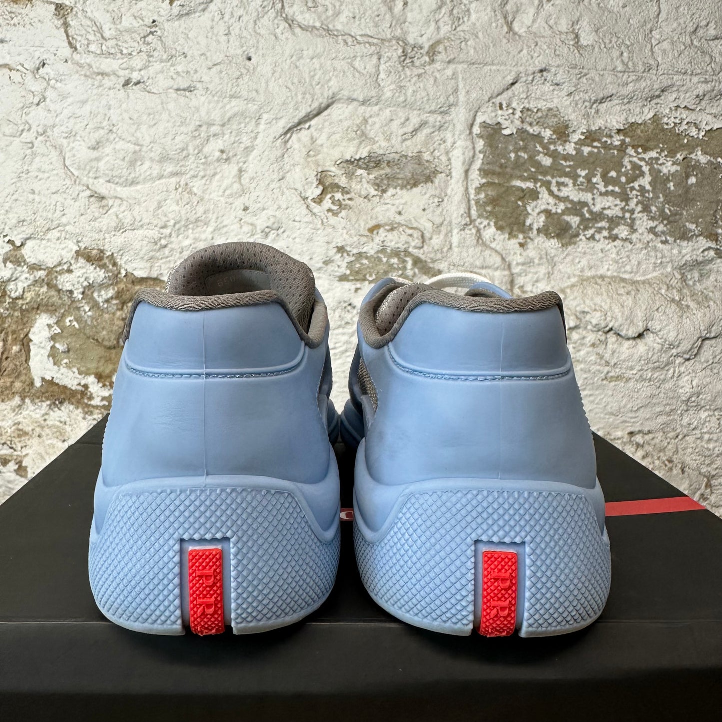Prada Americas Cup Blue Rubber Grey Sneaker Sz 8 (41)