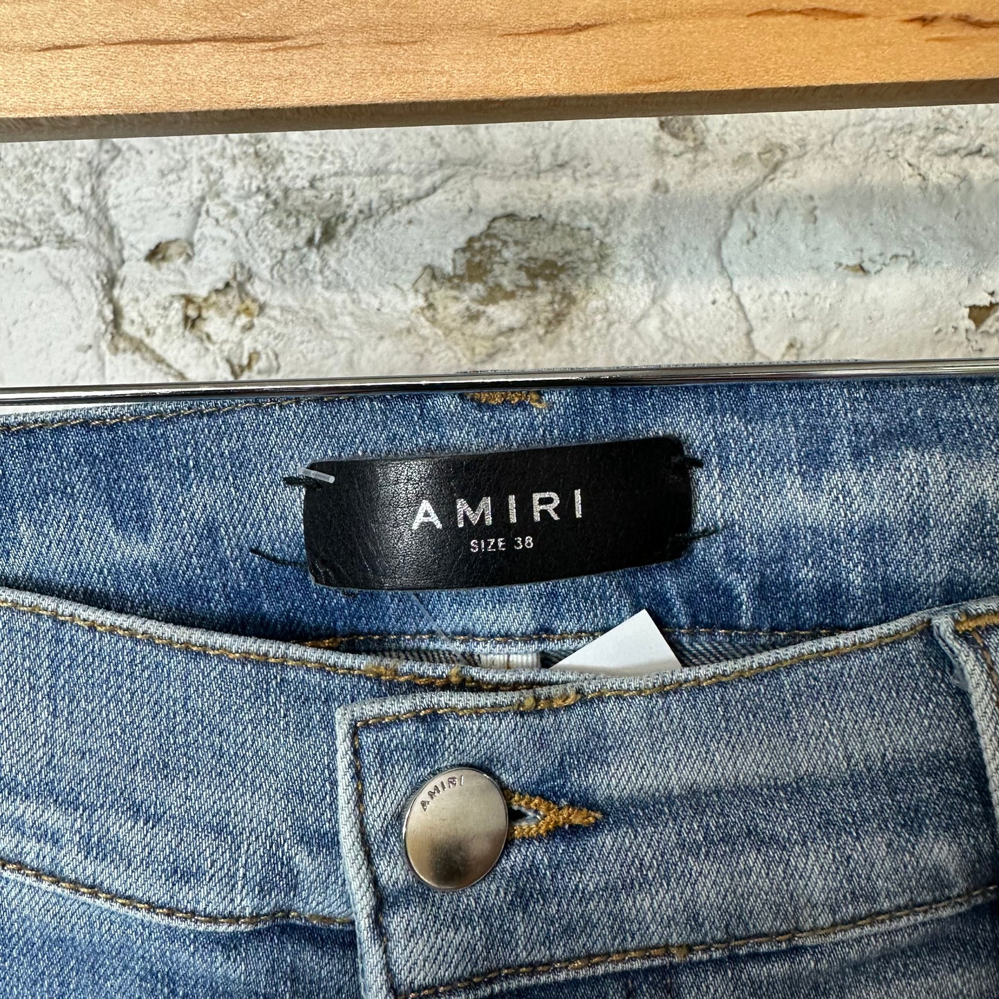 Amiri White Bone Patches Blue Denim Jeans Sz 38