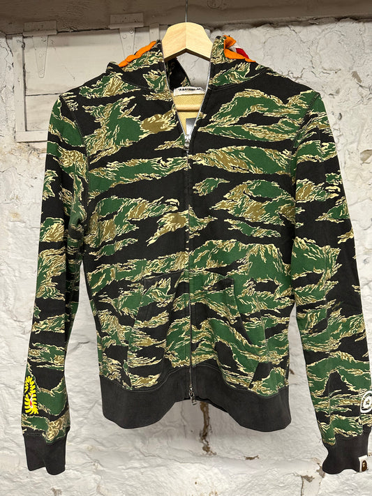 Bape Tiger Camo Zip Up Hoodie Sz XS