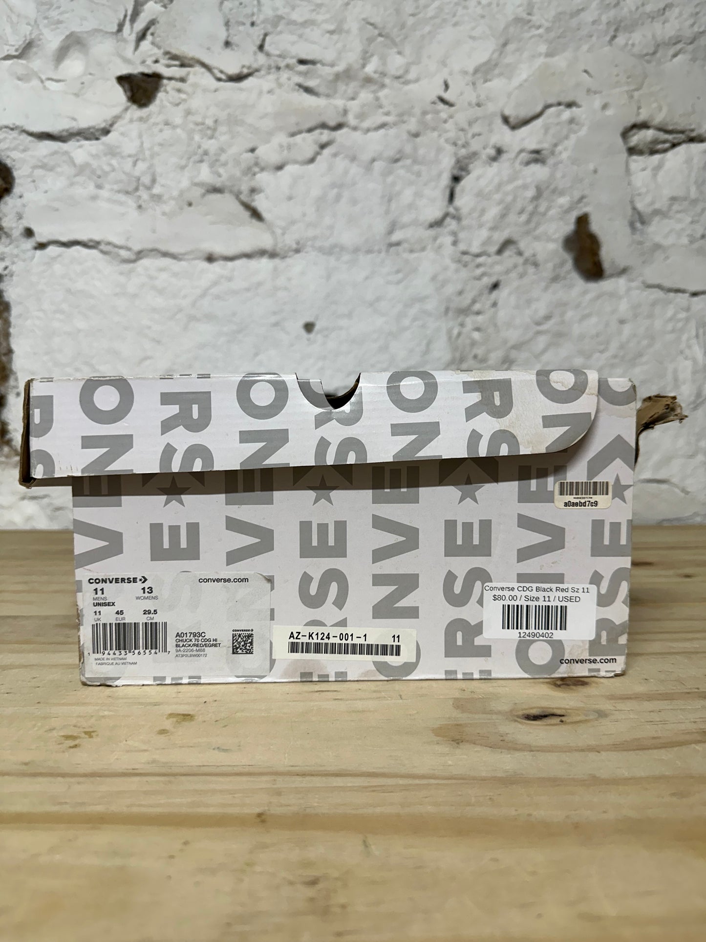Converse CDG Black Red Sz 11