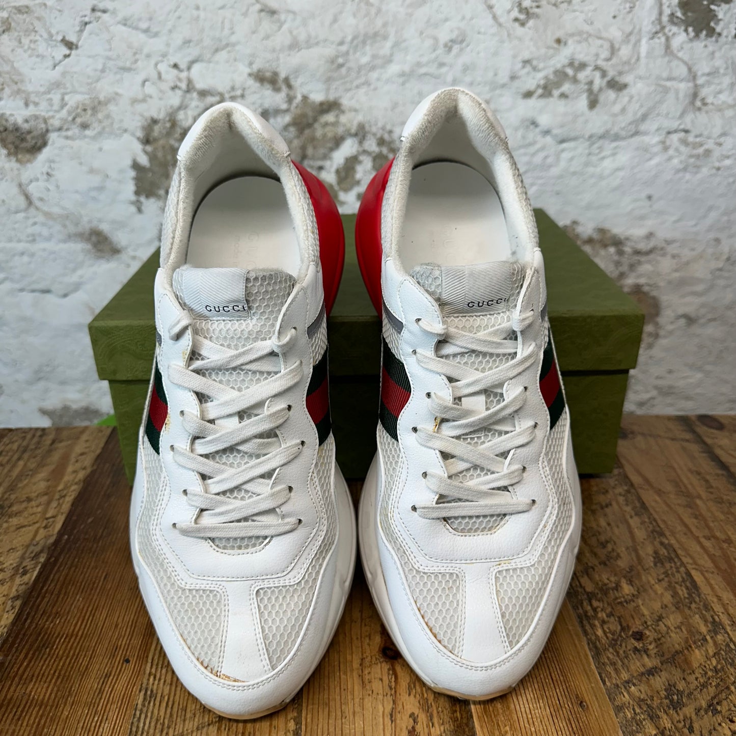 Gucci Rython White Red Green Sneaker Sz 12