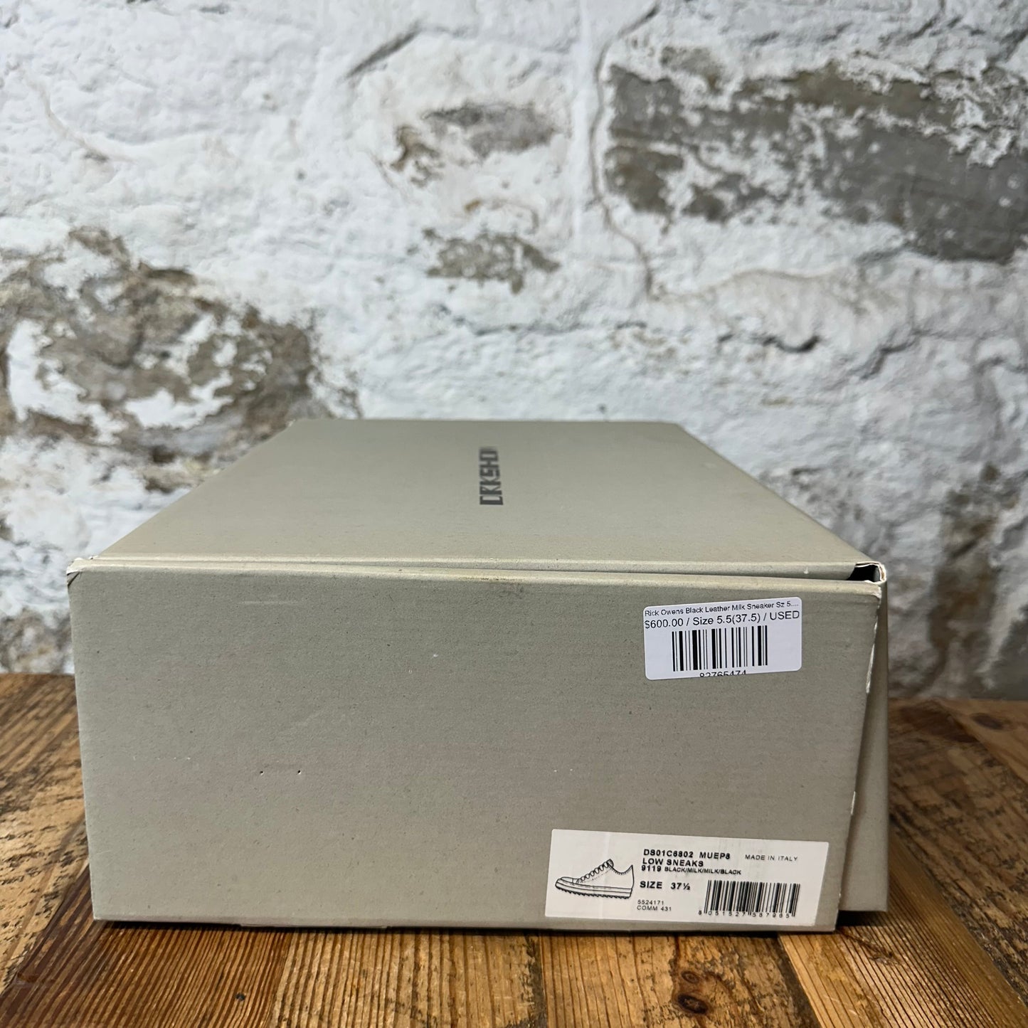 Rick Owens Black Leather Milk Sneaker Sz 5.5 (37.5)