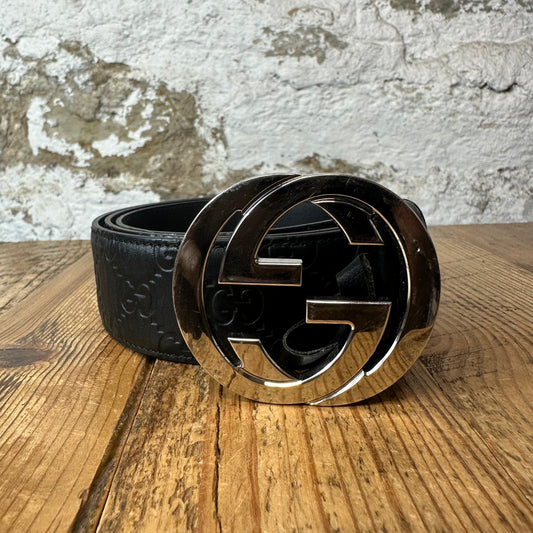 Gucci Black GG Monogram Embossed Belt Sz (95/38) W/ Box