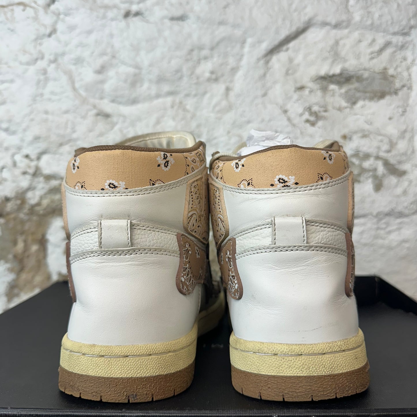 Amiri High Brown Paisley Skeleton White Sneaker Sz 10 (43)