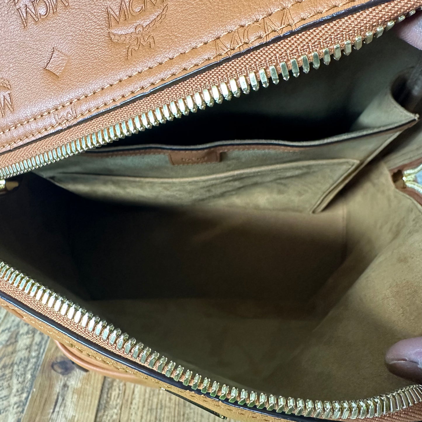 MCM Stark Leather Roasted Pecan Backpack