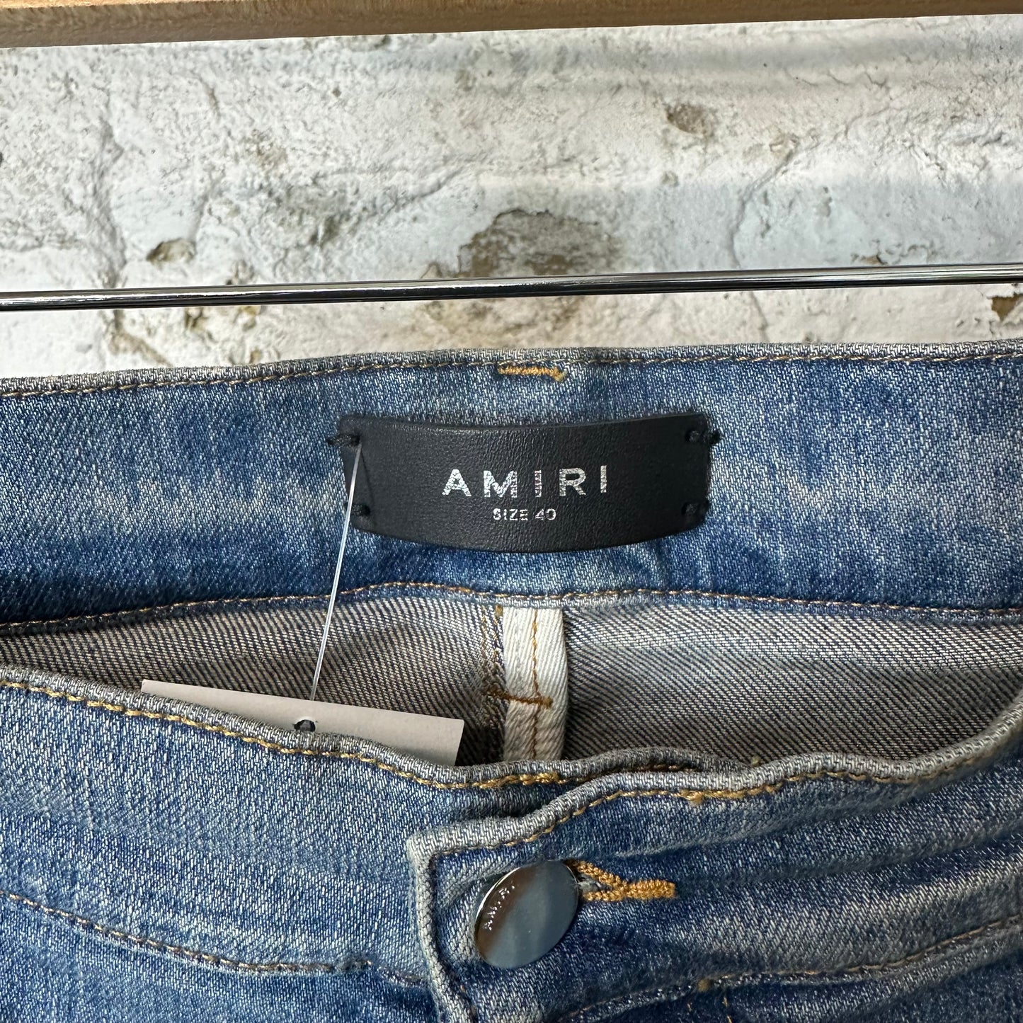 Amiri Plain Blue Distressed Denim Jeans Sz 40