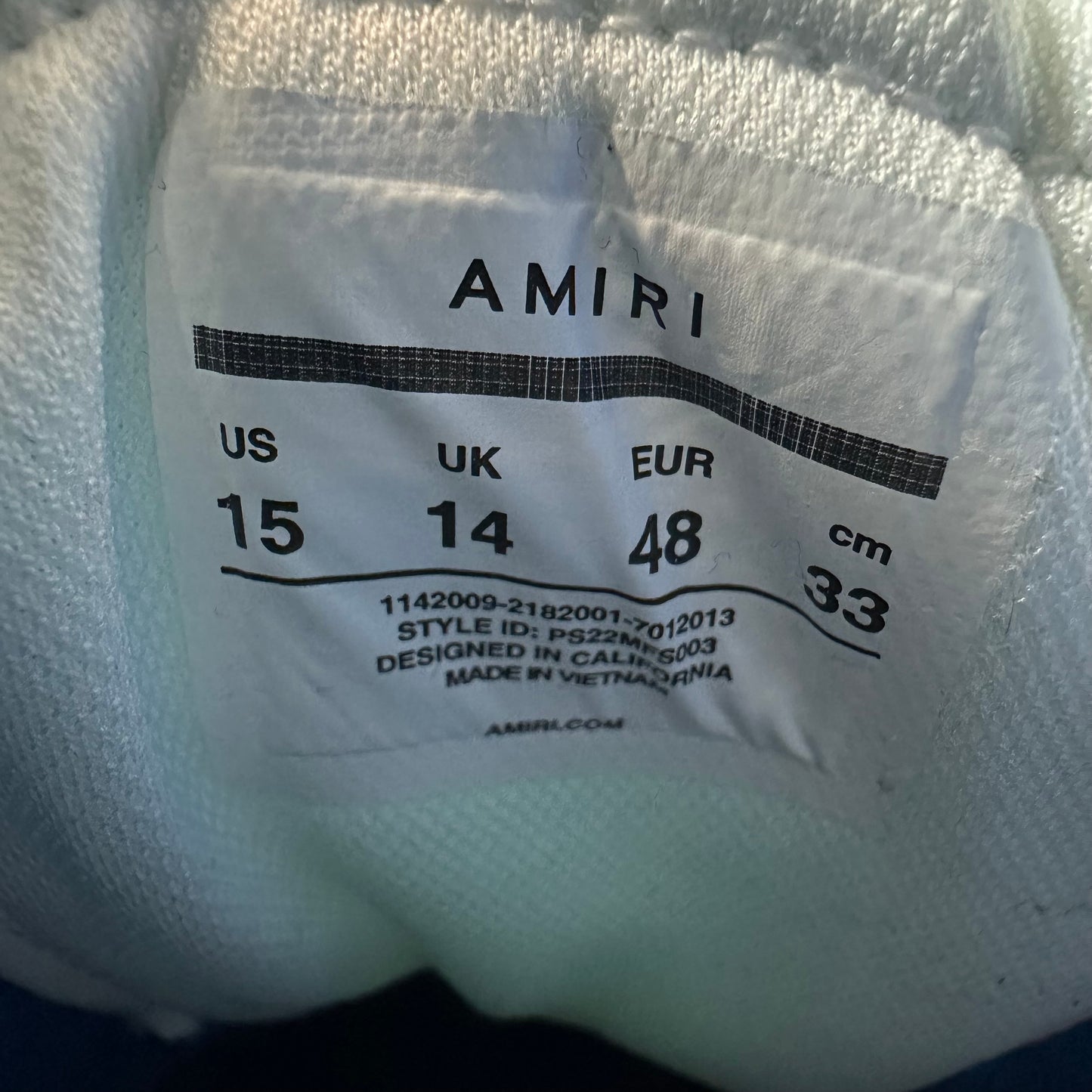 Amiri Blue Skeleton White Sneaker Sz 15 (48) No Box