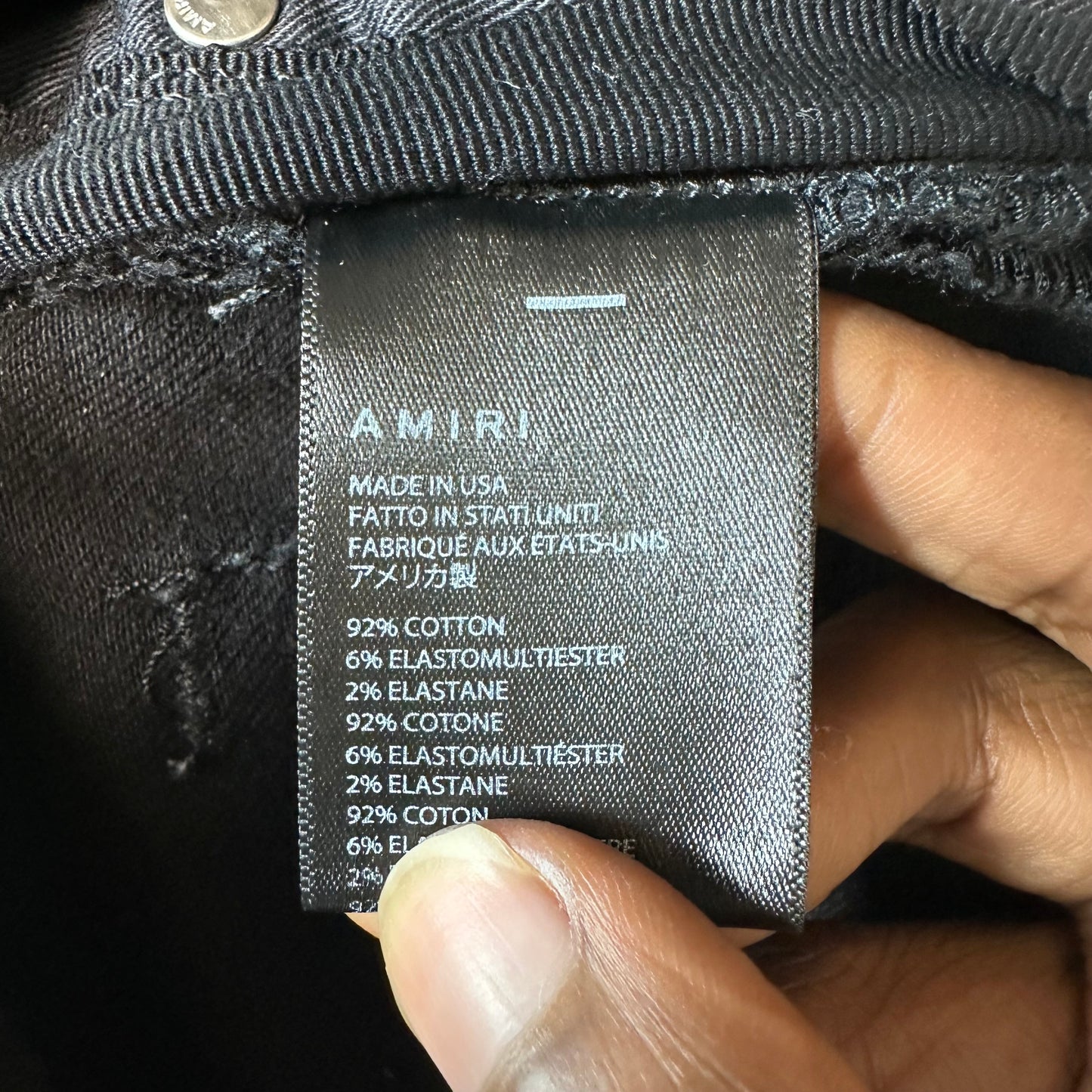 Amiri MX2 Black Patch Black Denim Jeans Sz 32