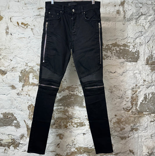 Amiri MX2 Black Patch Black Denim Jeans Sz 30