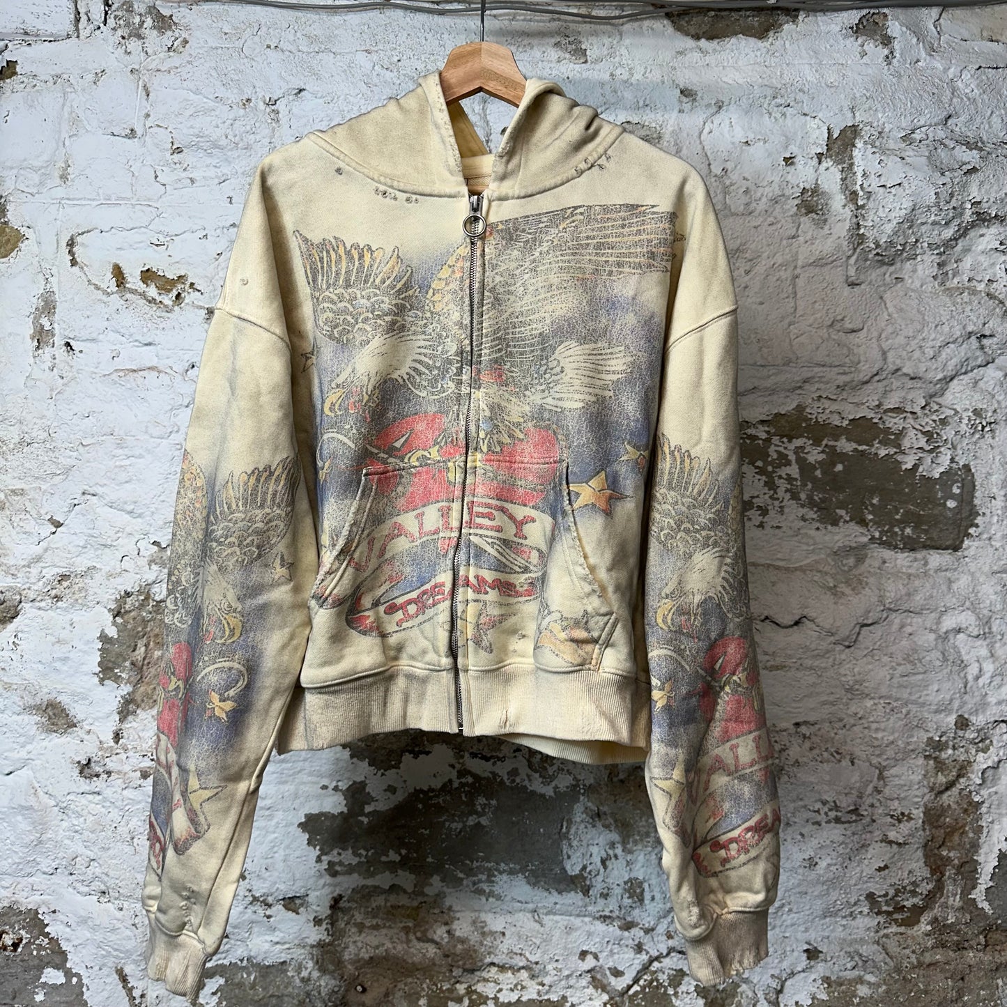 Vale Nostalgia Zip Up Cream Hoodie