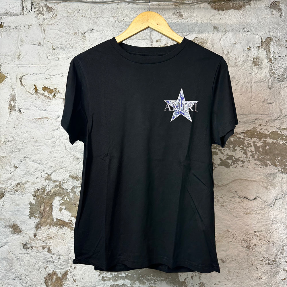 Amiri Blue Paisley Star T-shirt Black Sz XS
