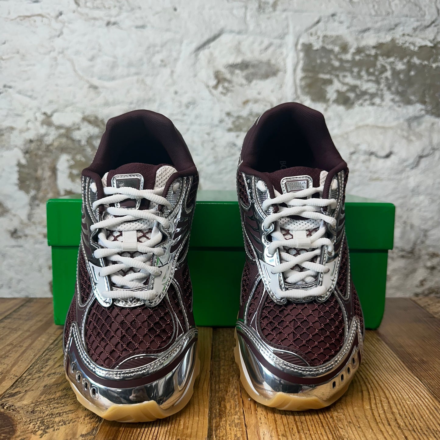 Bottega Veneta Burgundy Silver Orbit Sneaker Sz 6 (38) DS