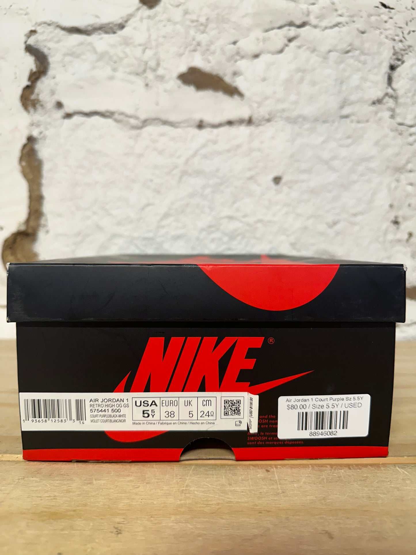 Air Jordan 1 High Court Purple White Sz 5.5Y