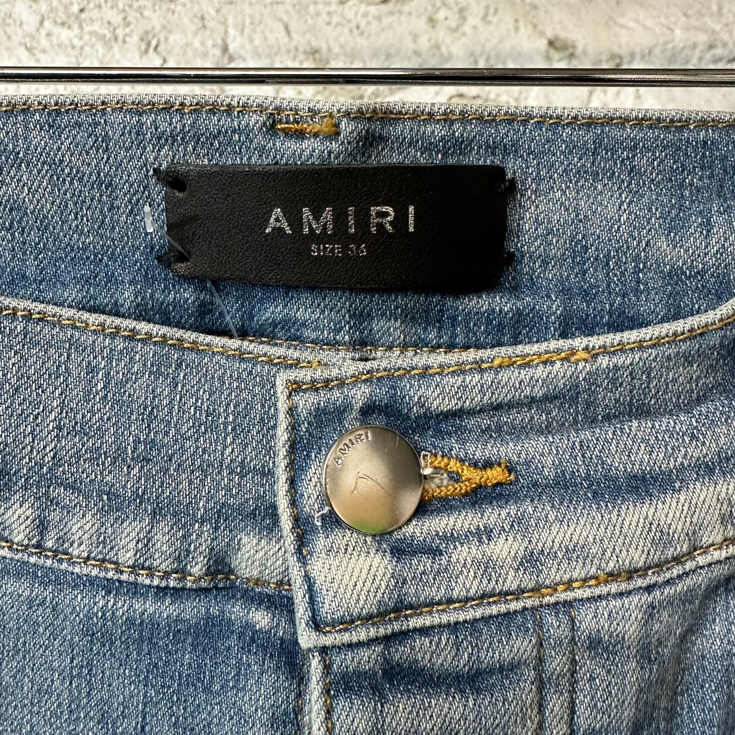 Amiri MX1 Plaid Flannel Blue Denim Jeans Sz 36