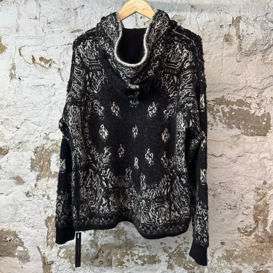Amiri White Paisley Knit Hoodie Black Sz M