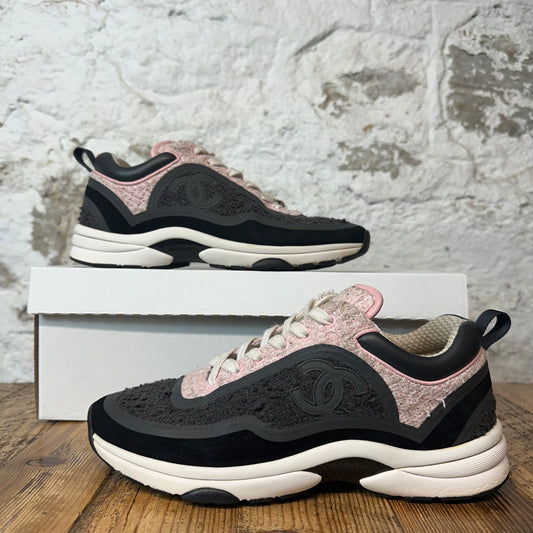 Chanel CC Pink Grey White Trainer Sneaker Sz 6.5 (39)