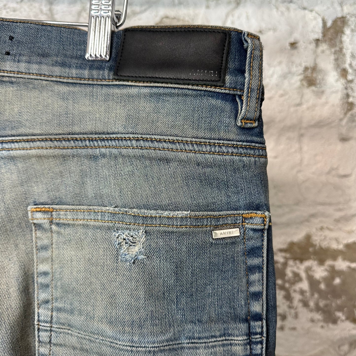 Amiri MX1 Plaid Dirty Blue Denim Jeans Sz 31